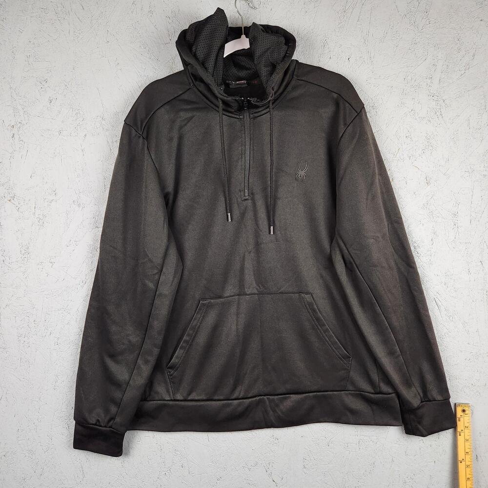 Spyder Active Hoodie Mens XL Black Performance Quarter Zip Pullover Sweatshirt